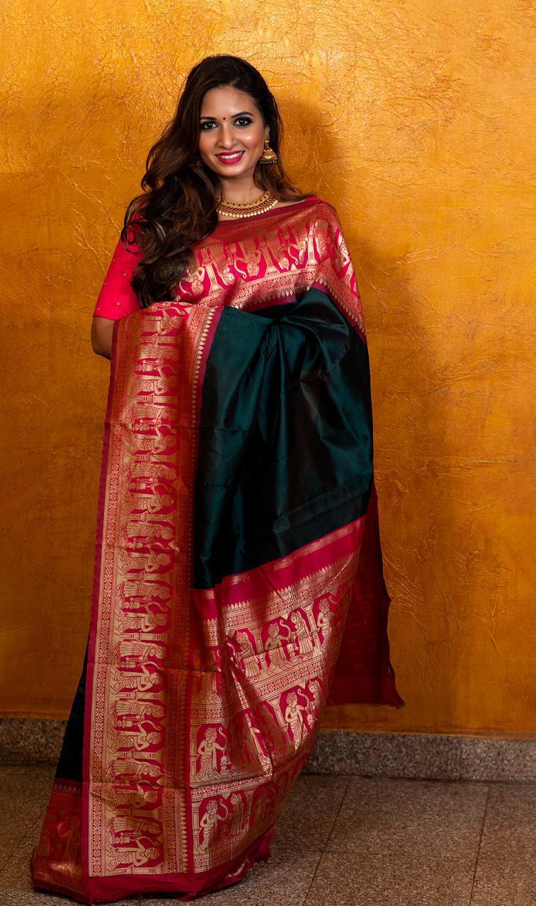 Ideal Green Soft Silk Saree With Divine Blouse Piece