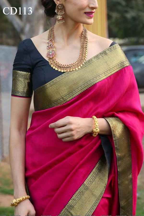 Pink Colored Classy Faux Silk Saree With Blouse Piece For Women