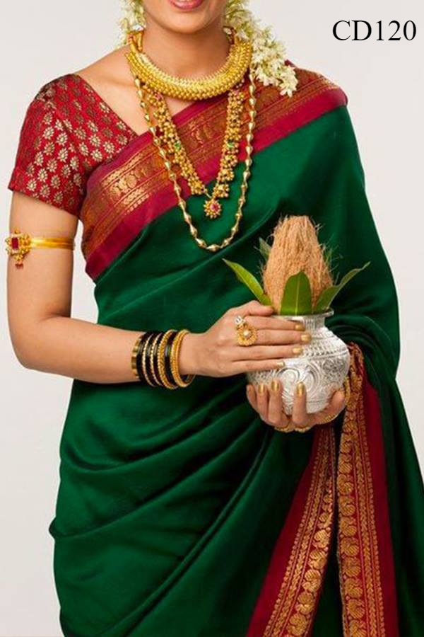 Green Colored Classy Faux Silk Saree With Blouse Piece For Women