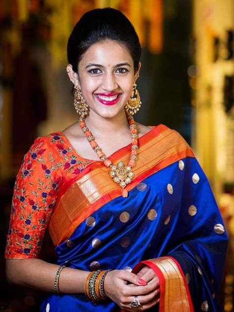 Ethnic Blue Faux Silk Woven Zari Work Saree With Blouse Piece Set