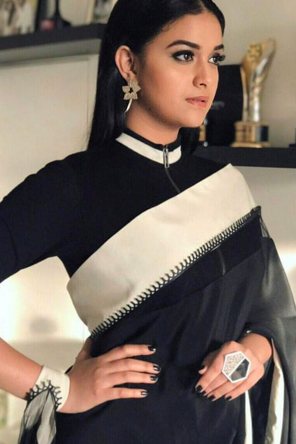 Black Colored Classy Faux Silk Saree With Blouse Piece For Women