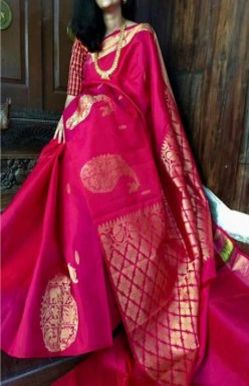 Sensational Pink Color Faux Silk Party Wear Saree For Women With Blouse Piece