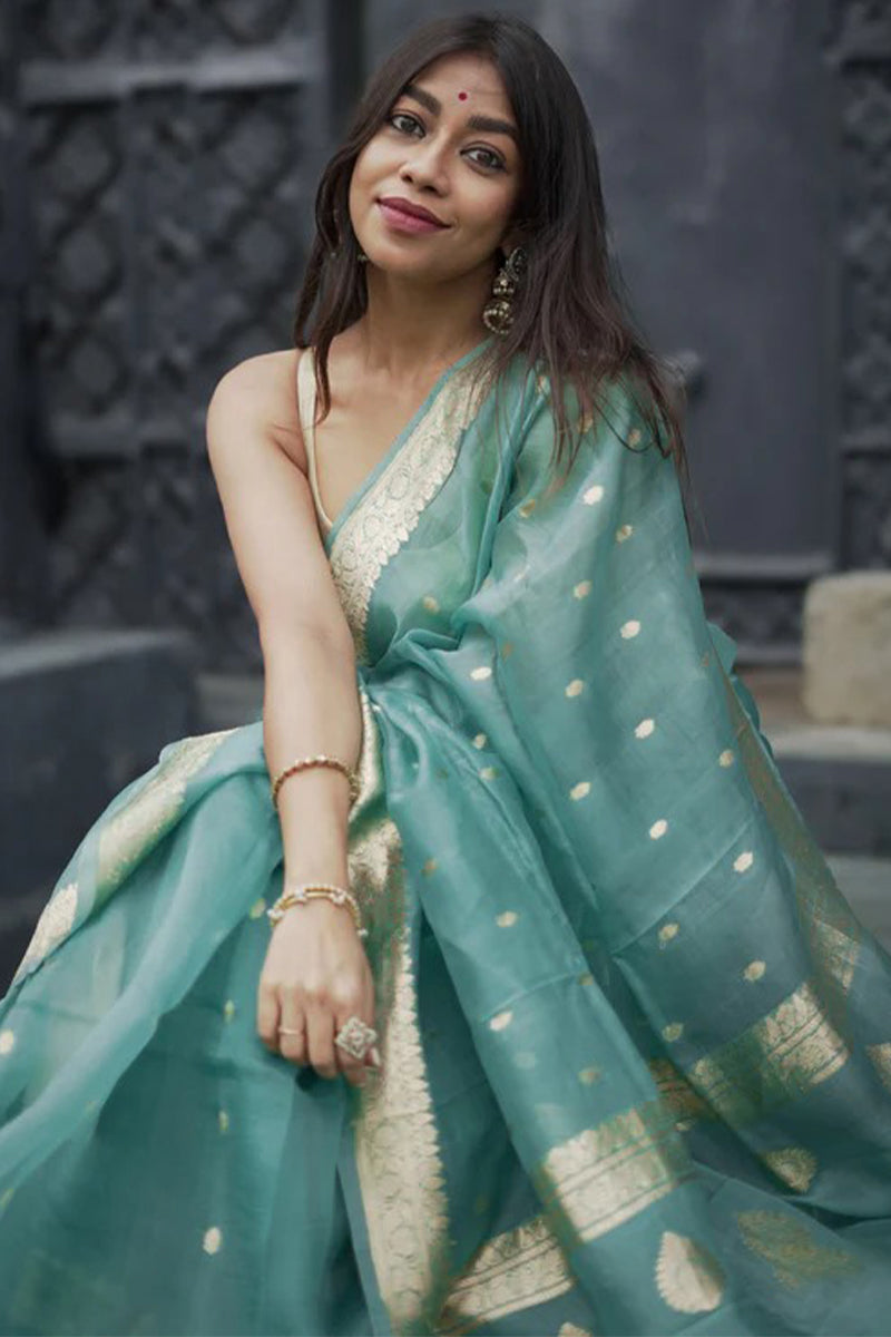 Moiety Off White Soft Banarasi Silk Saree With Panoply Blouse Piece