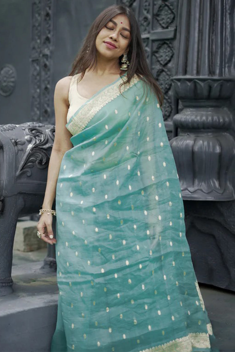 Moiety Off White Soft Banarasi Silk Saree With Panoply Blouse Piece