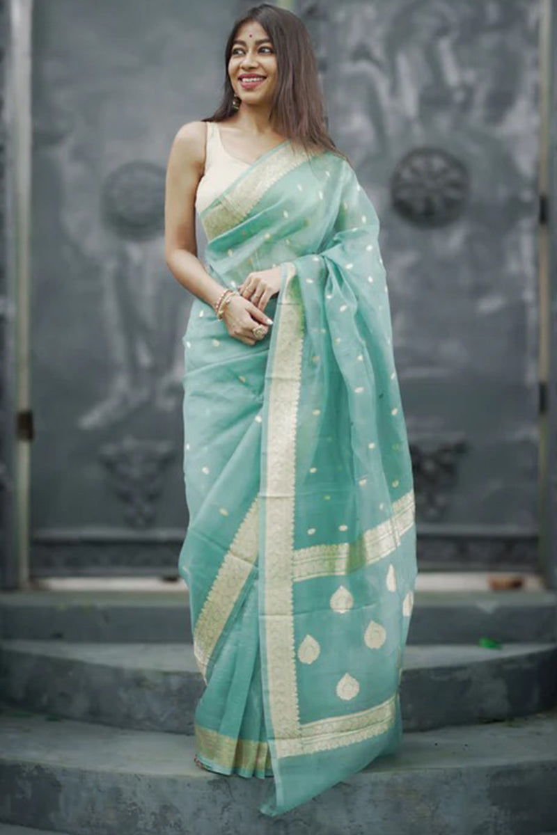 Moiety Off White Soft Banarasi Silk Saree With Panoply Blouse Piece