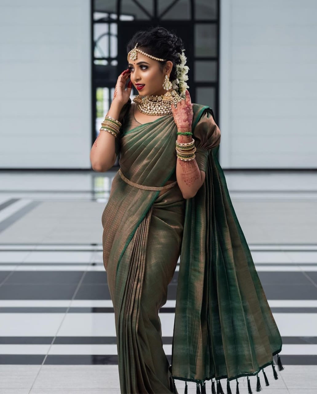 Deserving Green Soft Silk Saree with Energetic Blouse Piece