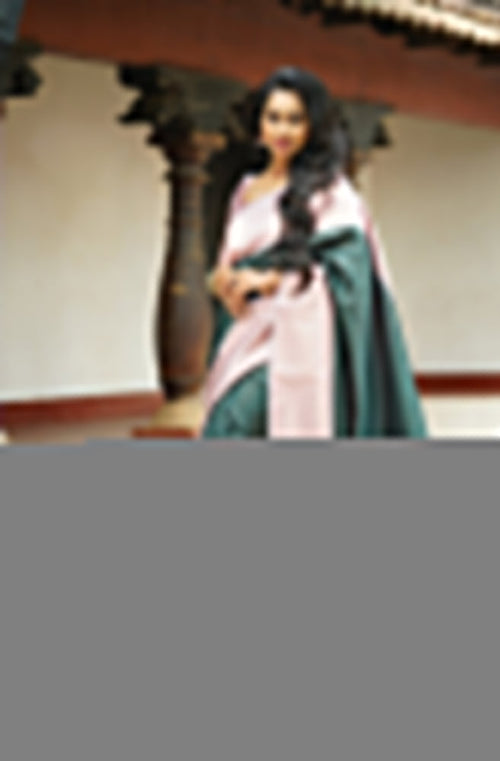 Trendy Dark Green Soft Silk Saree With Gorgeous Blouse Piece