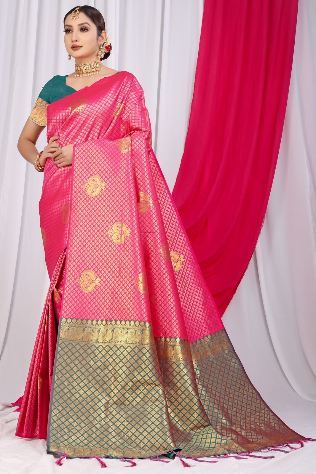 Precious Dark Pink Soft Silk Saree With Incredible Blouse Piece