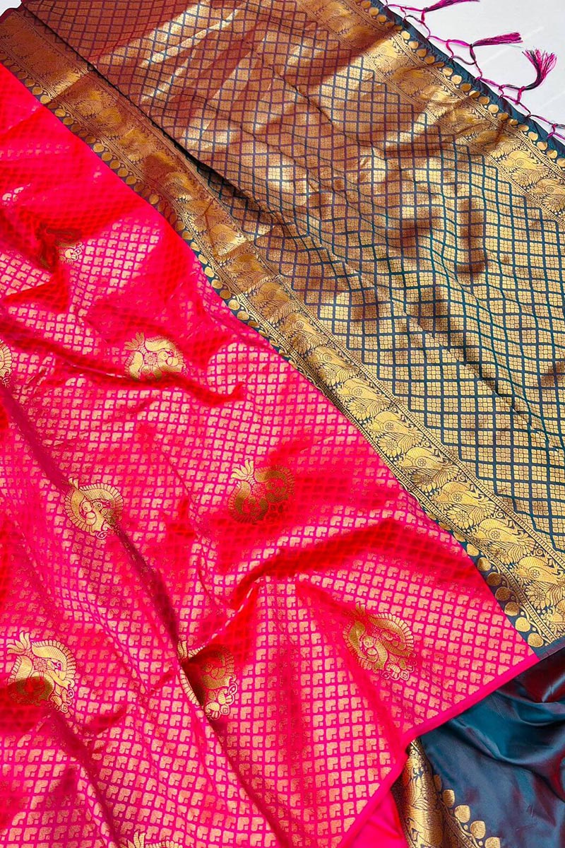 Precious Dark Pink Soft Silk Saree With Incredible Blouse Piece