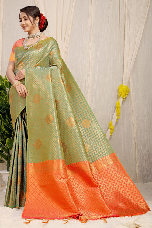 Preferable Pista Soft Silk Saree With Incredible Blouse Piece