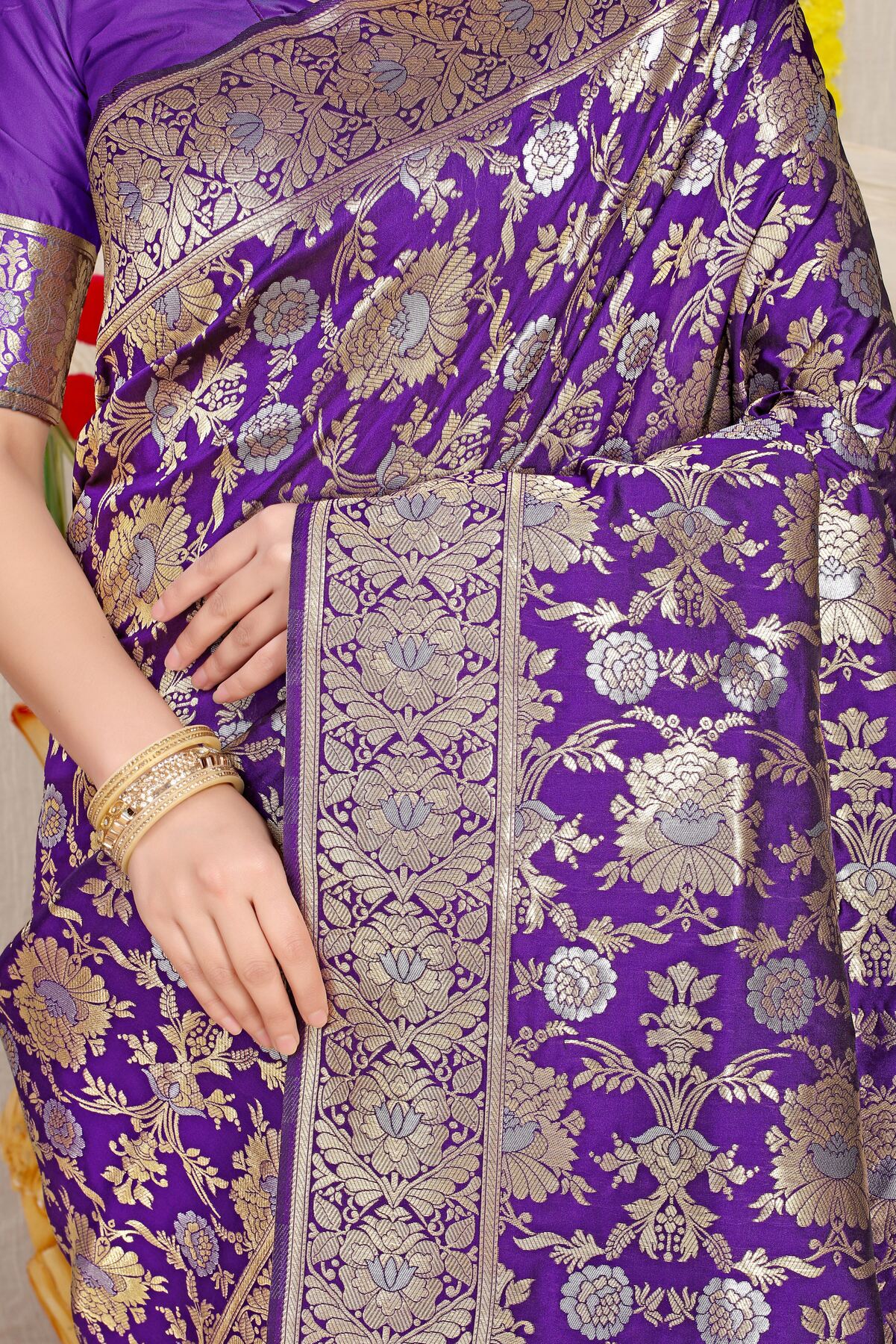 Phenomenal Royal Blue Banarasi Silk Saree With Fairytale Blouse Piece