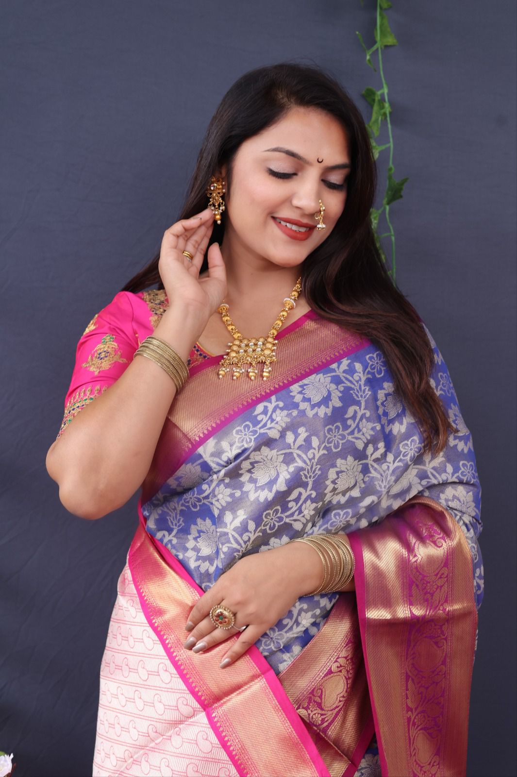 Proficient Blue Kanjivaram Silk With Tremendous Blouse Piece