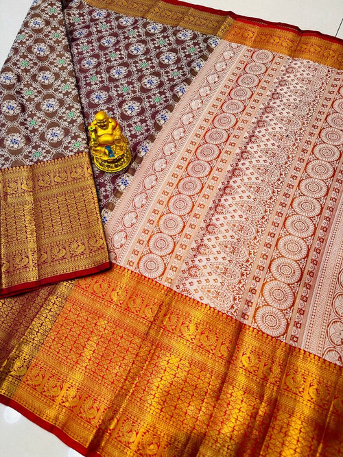 Lassitude Wine Kanjivaram Silk and Angelic Blouse Piece