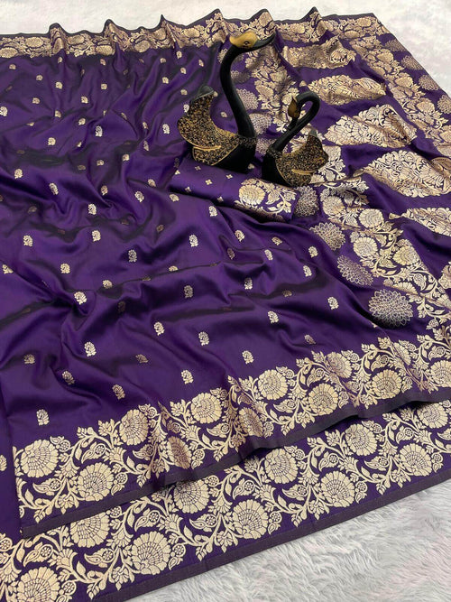 Scintilla Purple Soft Banarasi Silk Saree With Tempting Blouse Piece