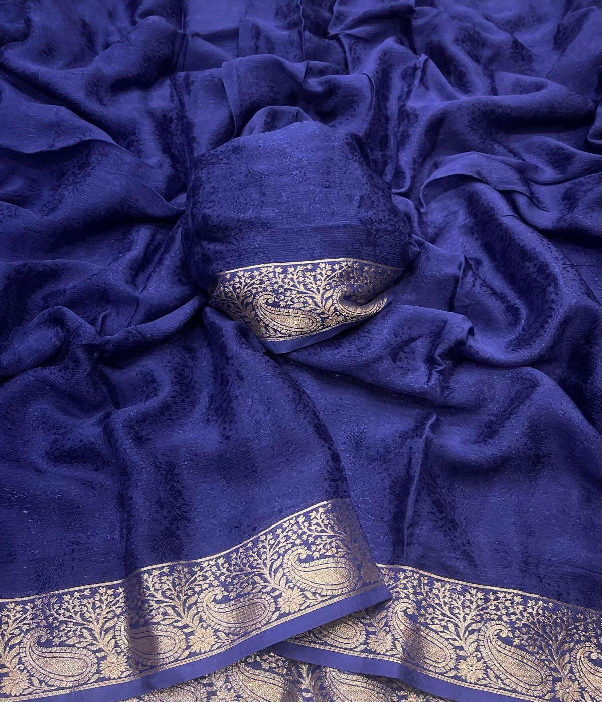 Smart Royal Blue Soft Banarasi Silk Saree With Enticing Blouse Piece