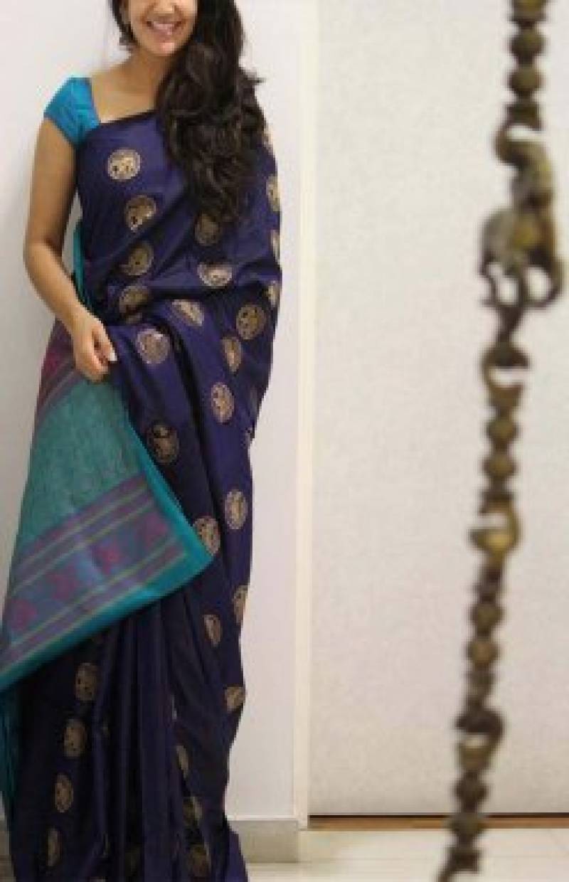 Blue Colored Soft Silk Saree With Blouse Piece