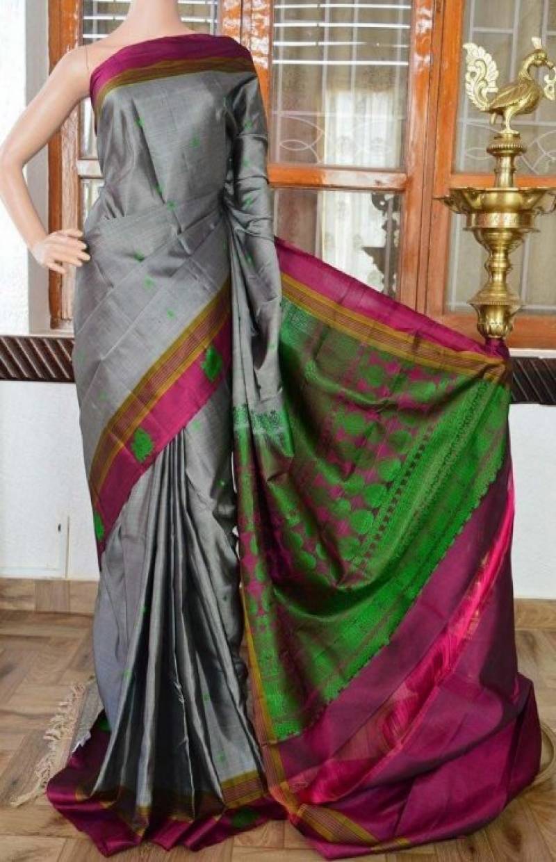 Graceful Gey Color Faux Silk Party Wear Saree For Women With Blouse Piece