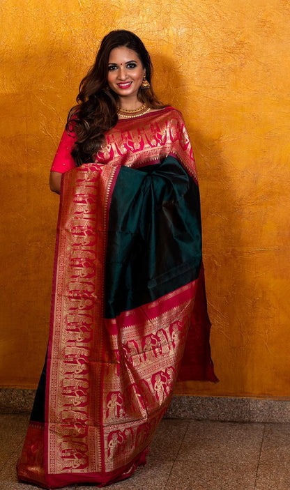 Ideal Green Soft Silk Saree With Divine Blouse Piece