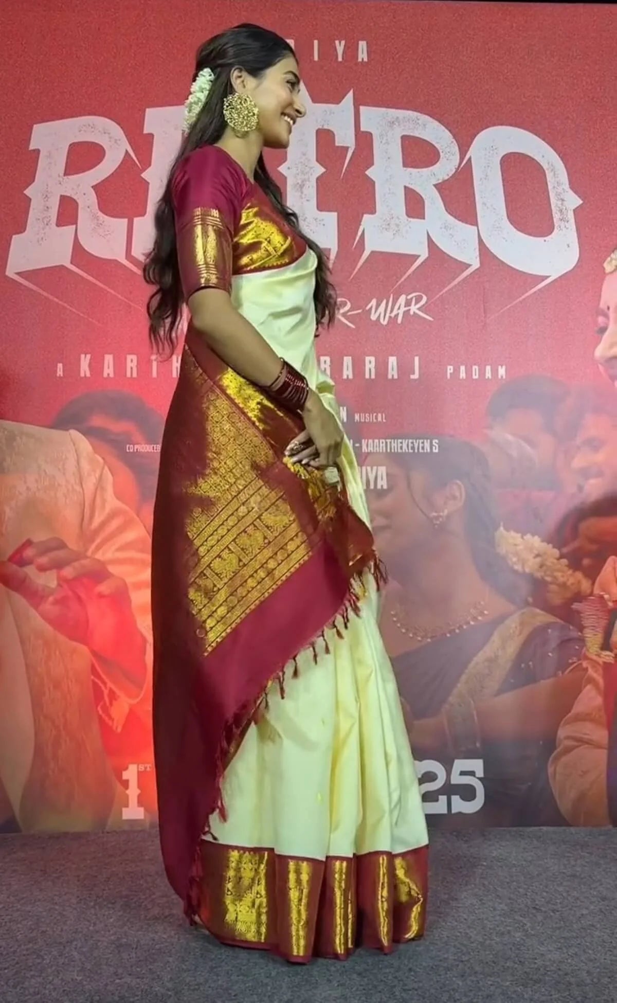 Classic Ivory and Maroon Kanjivaram Silk Saree with Rich Zari Border