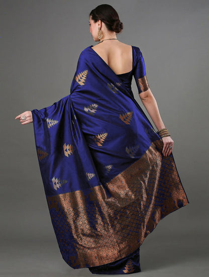 Tempting Blue Soft Silk Saree With Fragrant Blouse Piece