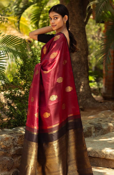 Exquisite Maroon Soft Silk Saree With Ailurophile Blouse Piece