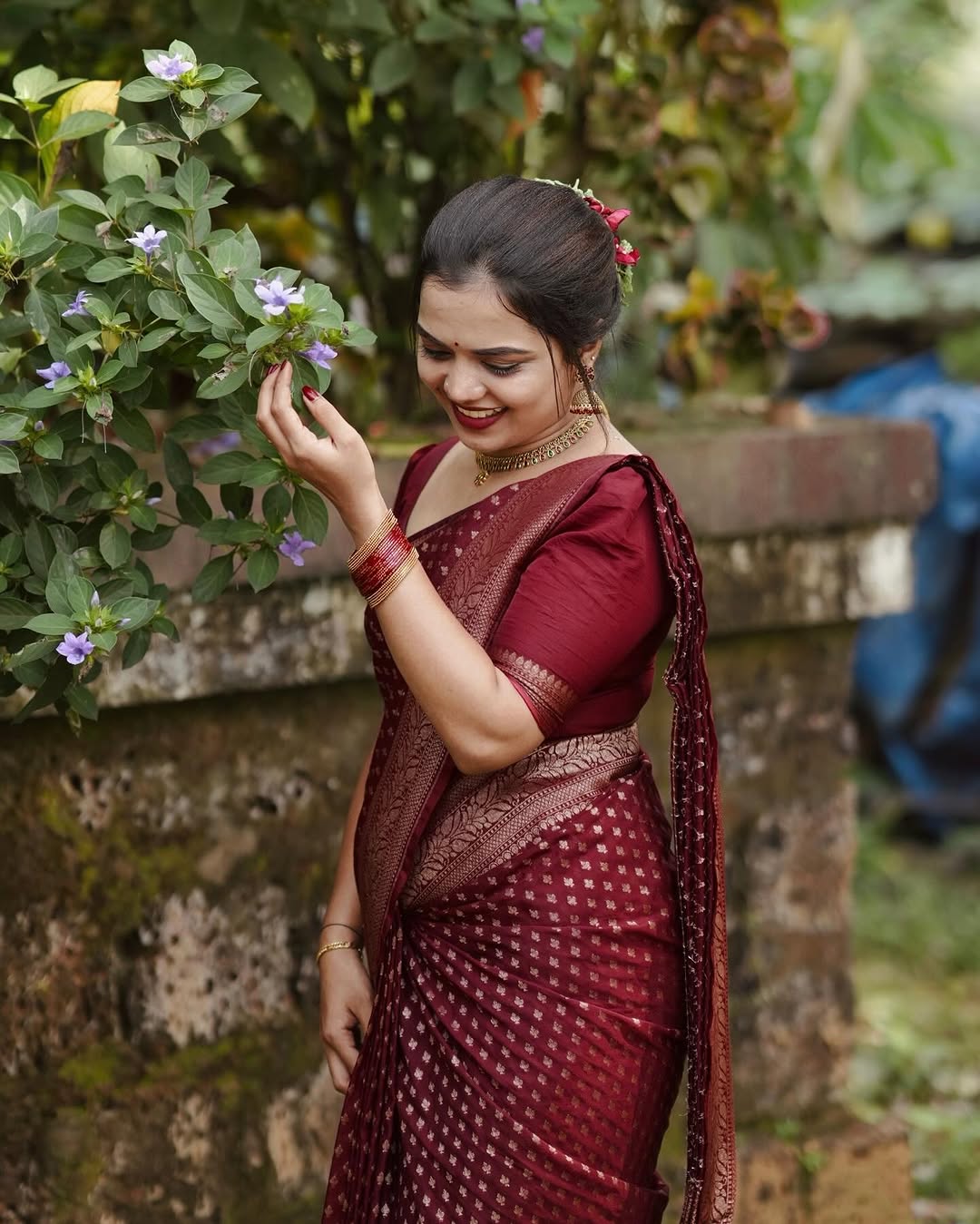 Lovely Wine Soft Silk Saree With Outstanding Blouse Piece