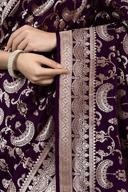 Elegant Purple Soft Silk Saree With Stylish Blouse Piece