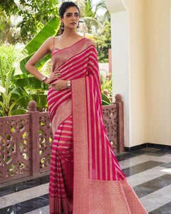 Appealing Dark Pink Soft Silk Saree With Glorious Blouse Piece