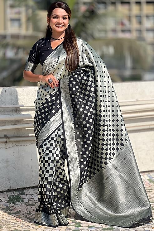 Classic Black Soft Silk Saree With Charismatic Blouse Piece