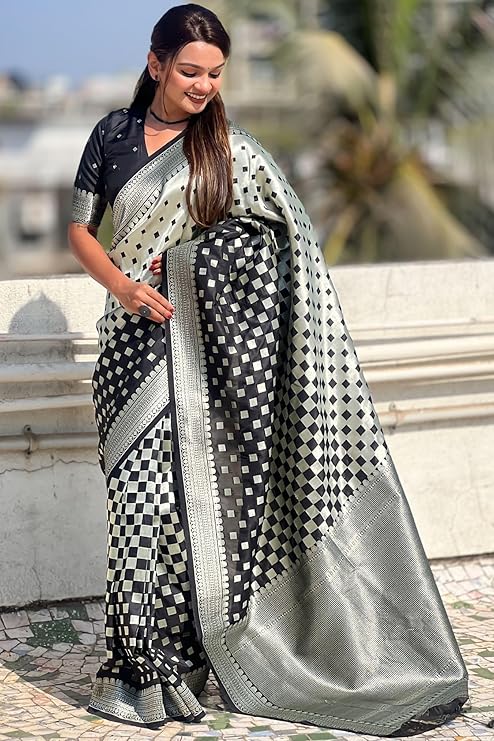 Classic Black Soft Silk Saree With Charismatic Blouse Piece