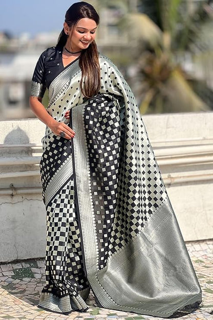 Classic Black Soft Silk Saree With Charismatic Blouse Piece