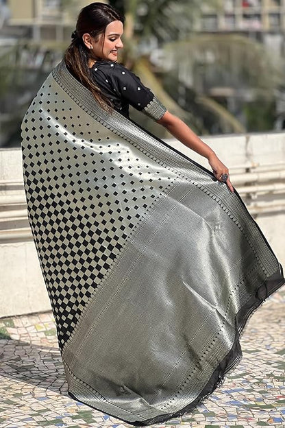 Classic Black Soft Silk Saree With Charismatic Blouse Piece