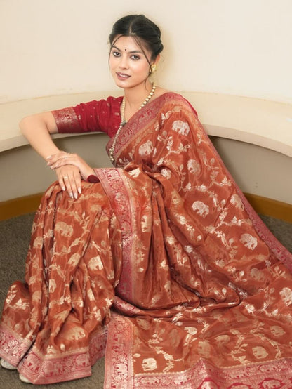 Classy Orange Soft Silk Saree With Piquant Blouse Piece