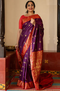 Ethnic Purple Soft Silk Saree With Delightful Blouse Piece