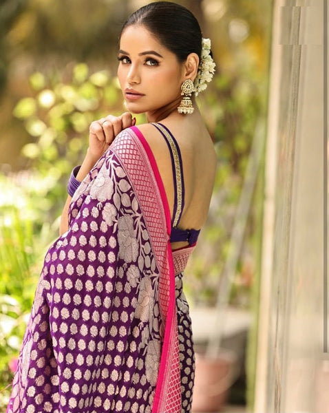Scrumptious Purple Soft Silk Saree With Supernal Blouse Piece