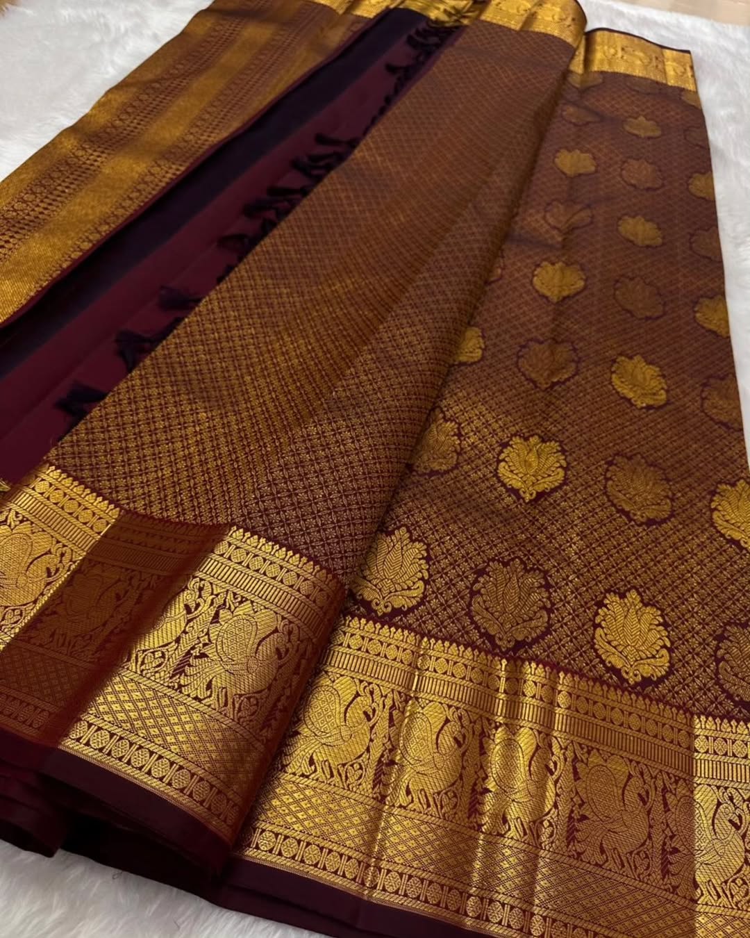 Assemblage Wine Soft Banarasi Silk Saree With Fairytale Blouse Piece