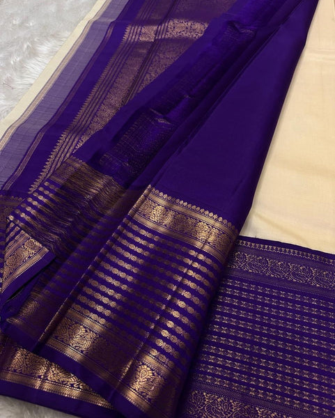 Imbrication Beige Soft Silk Saree With Surpassing Blouse Piece
