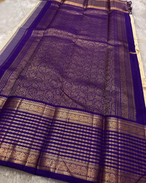 Imbrication Beige Soft Silk Saree With Surpassing Blouse Piece