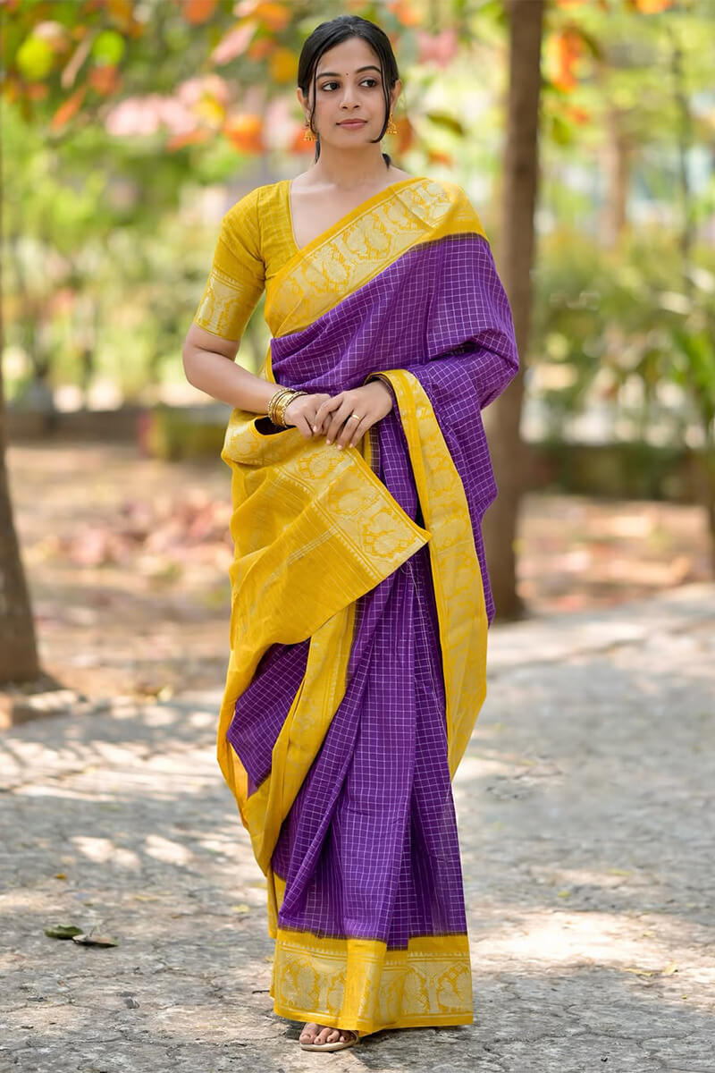 Felicitous Purple Soft Silk Saree With Sizzling Blouse Piece