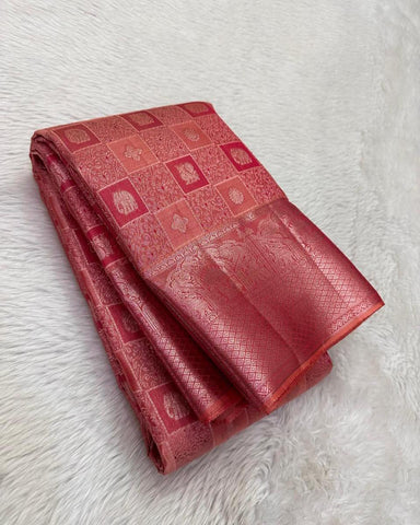 Epiphany Pink Soft Silk Saree With Phenomenal Blouse Piece