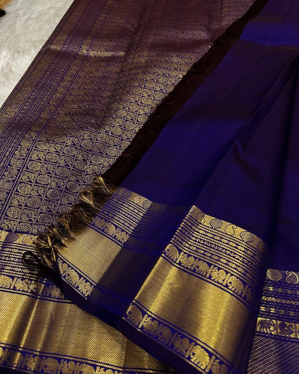 Brood Royal Blue Soft Banarasi Silk Saree With Magnificat Blouse Piece