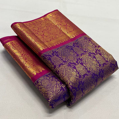 Arresting Purple Soft Banarasi Silk Saree With Jazzy Blouse Piece