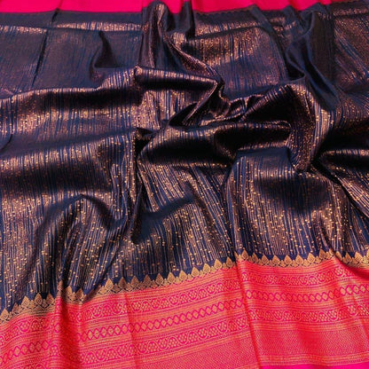 Outstanding Blue Soft Banarasi Silk Saree With Majesty Blouse Piece