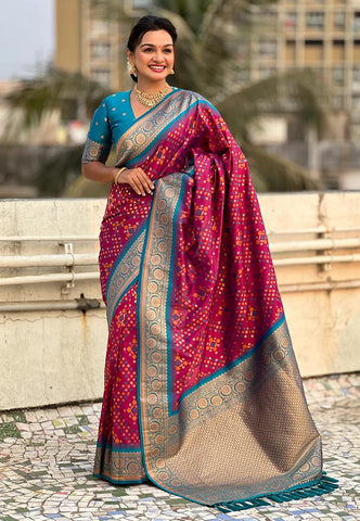 Pulsating Wine Soft Silk Saree With Luxuriant  Blouse Piece