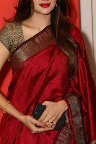 Red Colored Designer Faux Silk Saree