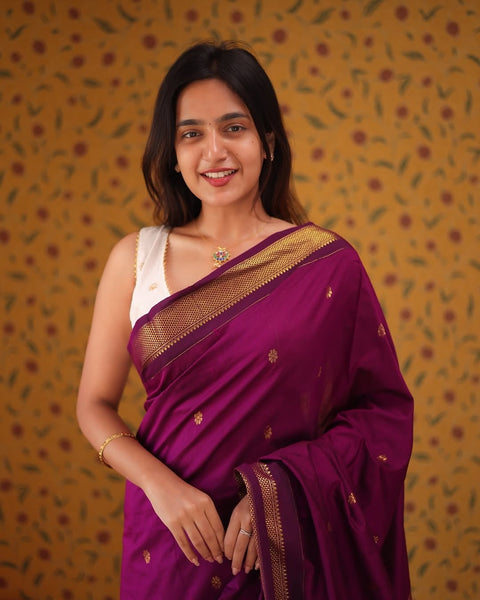 Delightful Magenta Soft Silk Saree With Classic Blouse Piece