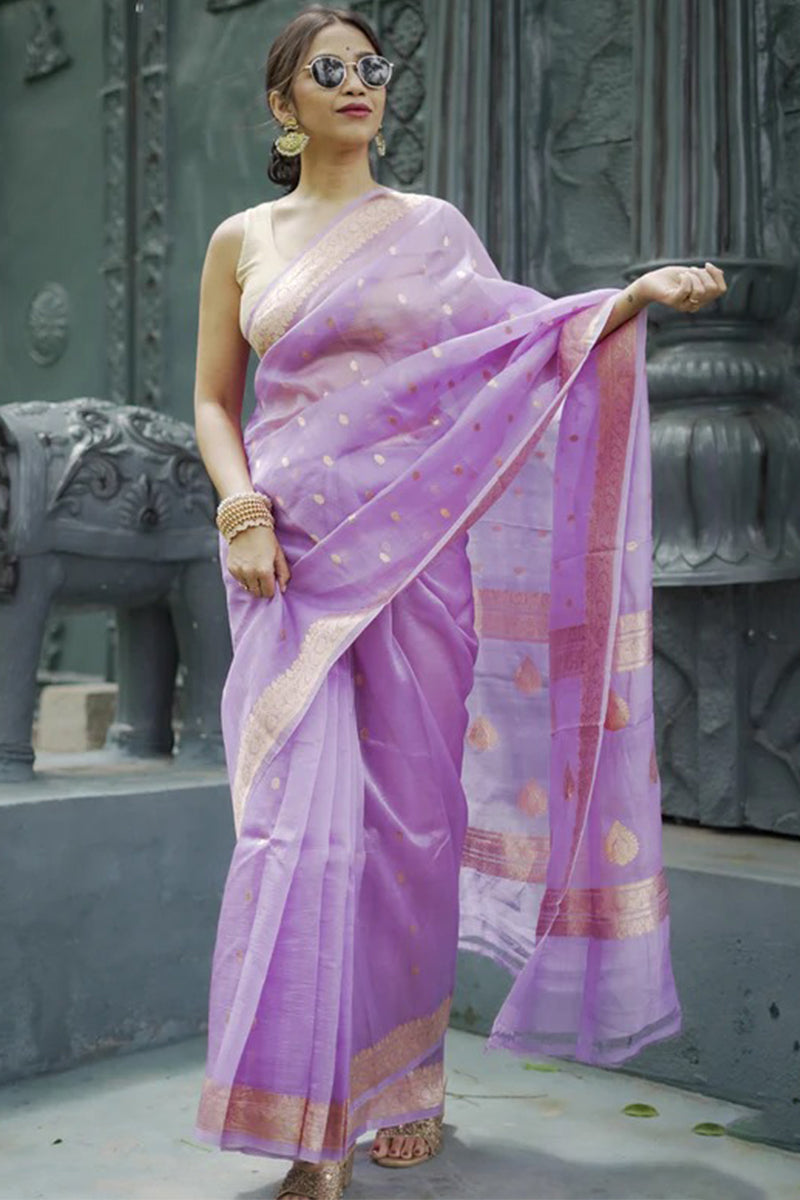 Refreshing Lavender Linen Silk Saree