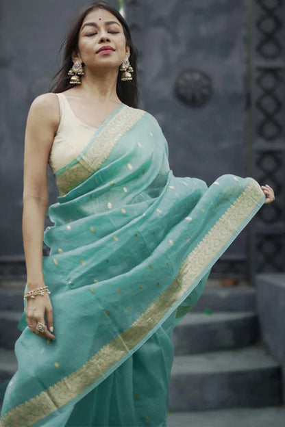 Moiety Off White Soft Banarasi Silk Saree With Panoply Blouse Piece