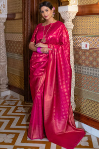 Murmurous Dark Pink Soft Silk Saree With Traditional Blouse Piece