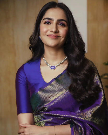 Comely Royal Blue Soft Silk Saree With Evocative Blouse Piece
